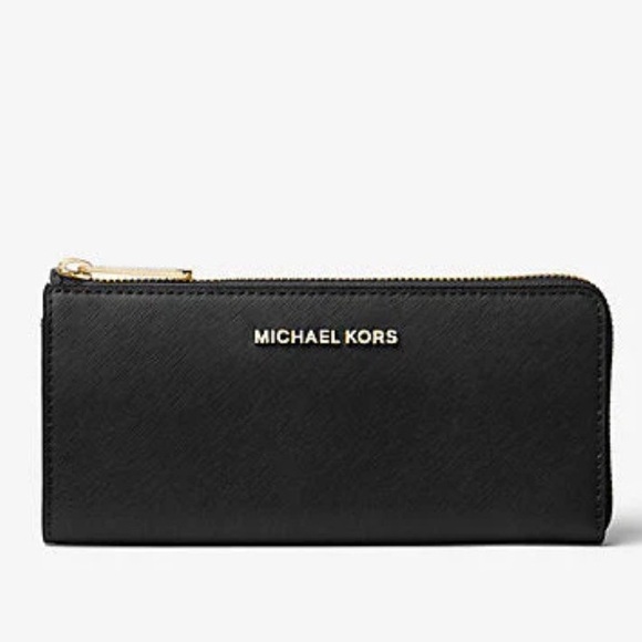 Michael Kors Handbags - MICHAEL KORS Jet Set Travel Large Saffiano Leather Quarter-Zip Wallet